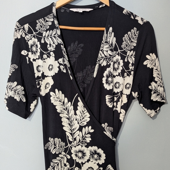 Part Two Women's M Floral Midi Black Wrap Dress Feminine Boho - Picture 9 of 9